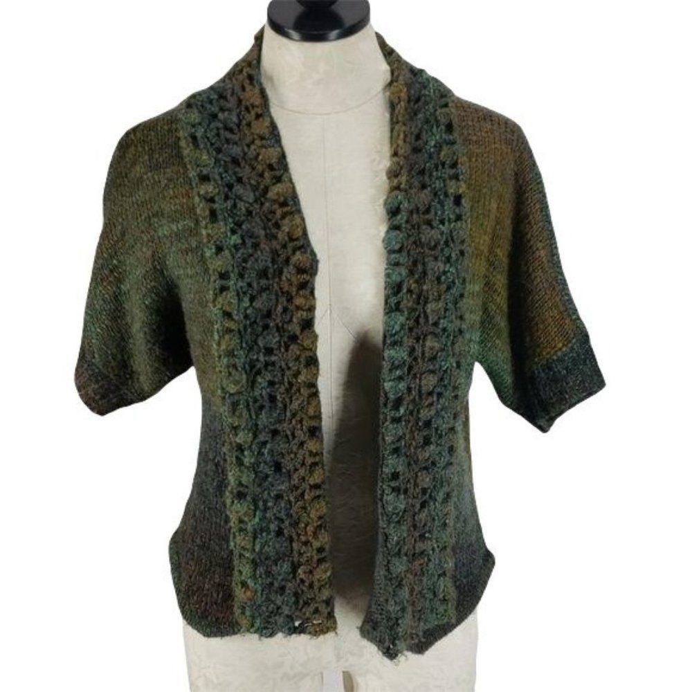 Fever boho Multicolored‎ Short Sleeve open faced Knit cardigan Sweater